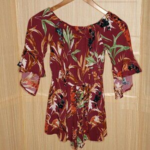 Express Womens Off The Shoulder Flowy Floral Romper XS